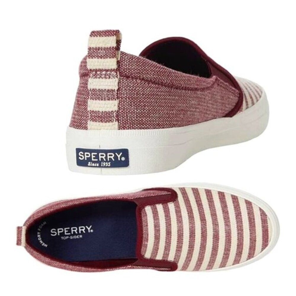 Sperry Women's Canvas Sneaker Crest Striped Slip On Shoes Size 6 $99